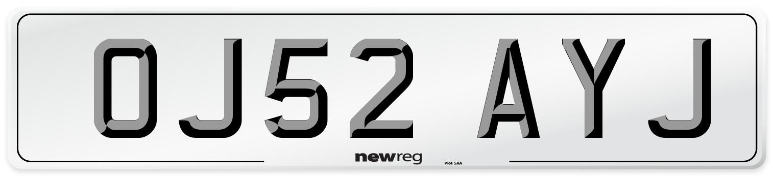 OJ52 AYJ Number Plate from New Reg